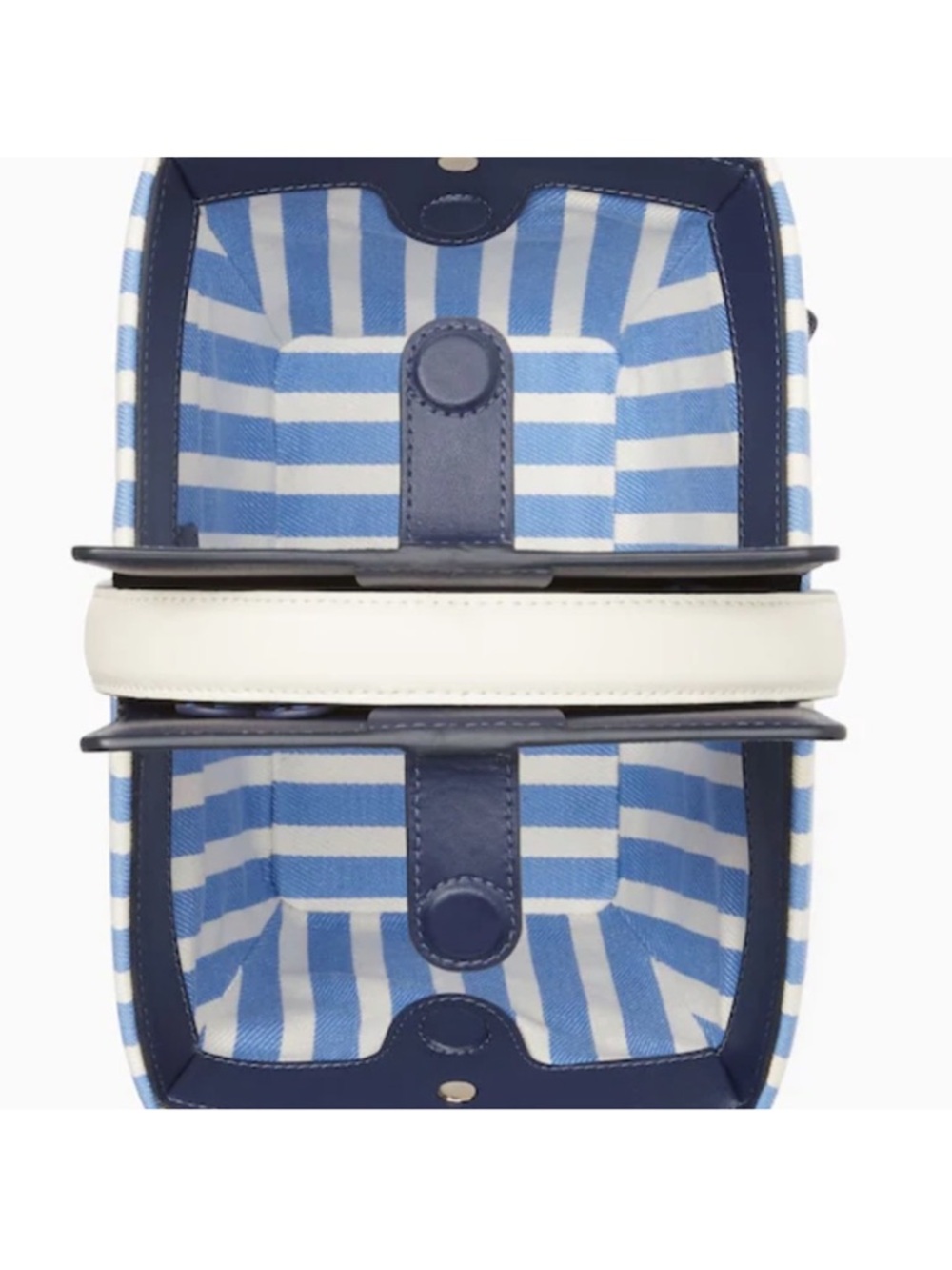 kate spade Navy Woven Picnic Basket Bag with Blue Stripes - Picture 12 of 12